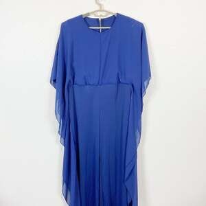 Batwing Chiffon Jumpsuit Retro Style 70s Look XXL Blue Women's Disco Chic
